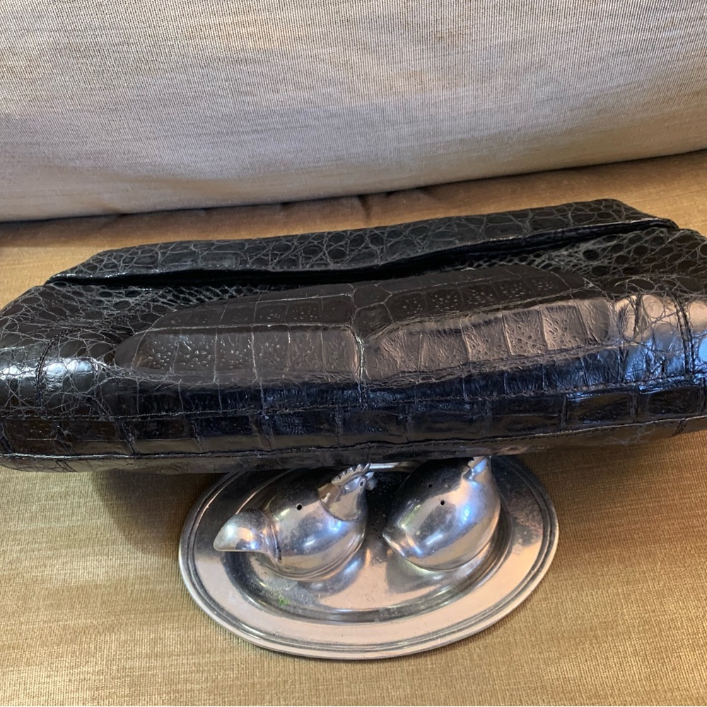 Nancy Gonzalez Black Embossed Leather Clutch - Picture 8 of 15